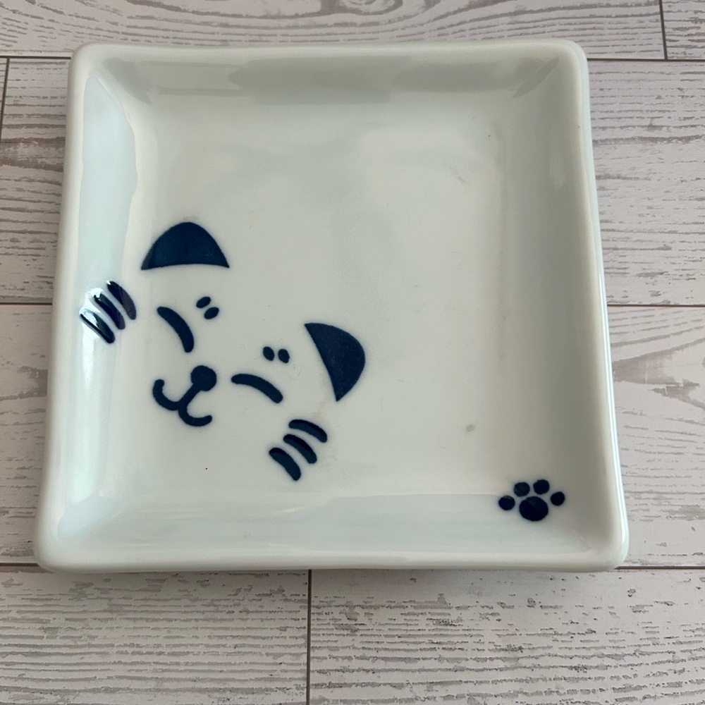 Sousaku Cat Face paw blue plate Sound Collection Japan sushi bread trinket